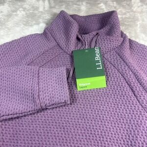 NWT L.L. Bean Women M Medium Pullover Mauve Ridgeknit Crossneck Textured 520418